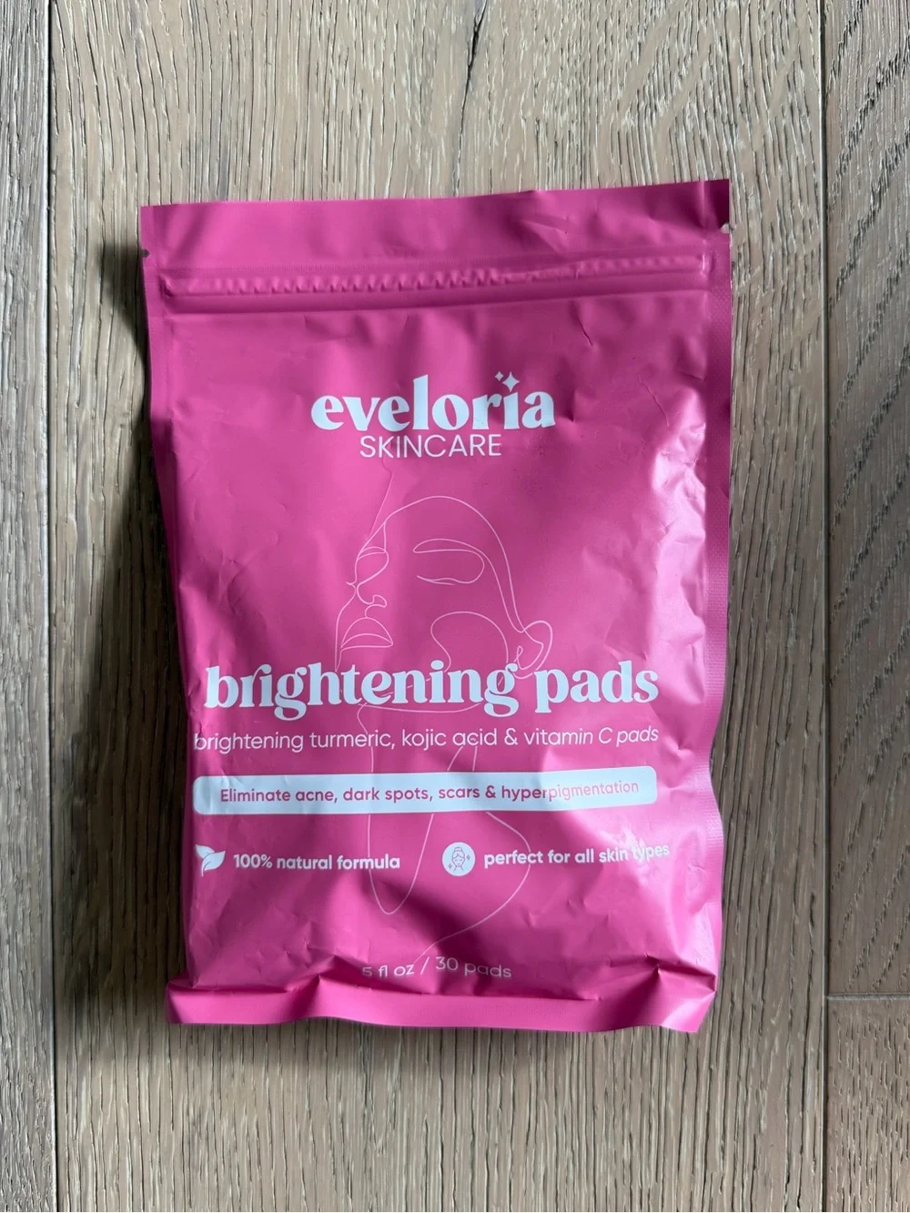 Eveloria Skincare turmeric & kojic acid Brightening pads